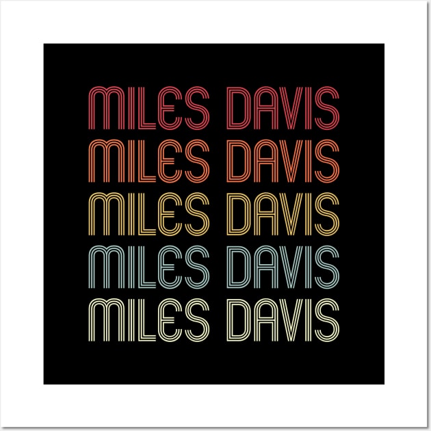 Retro Miles Wordmark Repeat - Vintage Style Wall Art by Realistic Flamingo